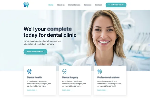Example dental clinic website homepage